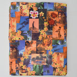 Orange + Blue Beach Photo Collage Print Spandex Stretch Knit Fabric - 66" x 76"