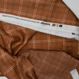 Brown + White Plaid Print Satiny Woven Fabric - 54" x 72"