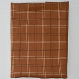 Brown + White Plaid Print Satiny Woven Fabric - 54" x 72"