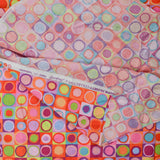 Pink, Purple, Orange + Green Polka Dot Grid Print Quilting Cotton Fabric - 44" x 72"