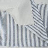 Blue + White Ticking Stripe Print Woven Canvas Fabric - 68" x 110"