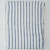 Blue + White Ticking Stripe Print Woven Canvas Fabric - 68" x 110"