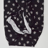 Black + White Floral Print Stretchy Knit Fabric with Sparkly Gold Accents - 64" x 96"