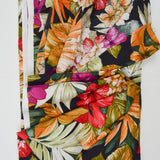 Black, Green, Red + Orange Tropical Floral Print Woven Fabric - 44" x 112"