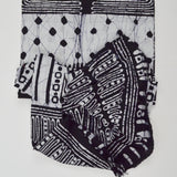 Black, White + Purple Geometric Print Batik Quilting Weight Woven Fabric - 34" x 92"
