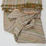 Gray, Green + Orange Stripe Woven Fabric - 55" x 200"