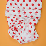 White + Red Dot Print Jersey Knit Fabric - 66" x 94"