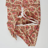 Beige, Pink + Green Floral Print Quilting Weight Woven Fabric - 44" x 90"