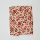 Beige, Pink + Green Floral Print Quilting Weight Woven Fabric - 44" x 90"