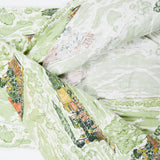 Green, White + Orange Train Print Brushed Flannel Woven Fabric - 46" x 124"