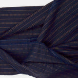 Navy + Golden Brown Pinstripe Woven Fabric - 44" x 144"