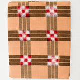 Brown, Red + White Ikat Plaid Cotton Woven Fabric - 44" x 98"