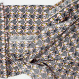 Black, White, Pink + Green Geometric Floral Print Cotton Lawn Woven Fabric - 54" x 120"