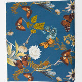 Blue, Brown, Green + White Plant + Butterfly Print Cotton Lawn Woven Fabric - 55" x 80"