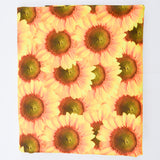 Yellow, Orange + Green Photorealistic Sunflower Print Spandex Stretch Knit Fabric - 60" x 78"