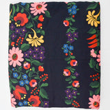 Navy Blue + Rainbow Floral Stripe Print Viscose Crepe Woven Fabric - 53" x 132"