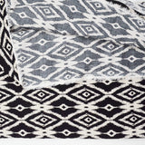 Black + Beige Geometric Diamond Print Flowy Challis Woven Fabric - 56" x 116"