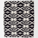 Black + Beige Geometric Diamond Print Flowy Challis Woven Fabric - 56" x 116"