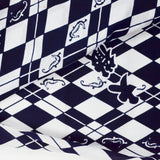 Navy Blue + White Diamond Seahorse Print Woven Fabric - 14" x 124"