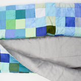 Blue + Green Minky Fleece-Backed Pieced Blanket - 45" x 54"