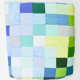 Blue + Green Minky Fleece-Backed Pieced Blanket - 45" x 54"