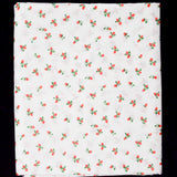 White, Red + Green Strawberry Print Lightweight Woven Fabric - 45" x 80"