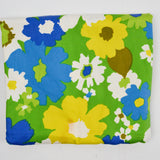 Green, Blue + White Floral Print Twill Woven Fabric - 46" x 88