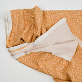 Tan + White Floral Print Quilting Weight Woven Fabric - 44" x 108"
