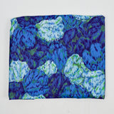 Blue + Green Abstract Print Sateen Woven Fabric - 36" x 120"