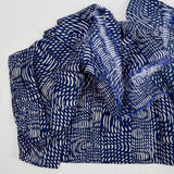 Blue + White Abstract Print Drapey Woven Fabric - 54" x 90"