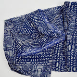 Blue + White Abstract Print Drapey Woven Fabric - 54" x 124"