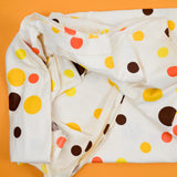 White, Yellow, Brown + Orange Polka Dot Print Soft Canvas Woven Fabric - 37" x 336"