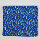 Blue, White, Pink + Orange "MA" Print Quilting Weight Woven Fabric - 43" x 216"