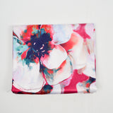 Pink, White + Teal Floral Print Sateen Woven Drapery Fabric - 58" x 76"