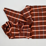 Warm Brown, Pink + White Plaid Woven Shirting Fabric with Pocket - 30" x 88"