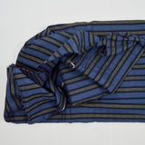 Blue + Black Stripe Twill Woven Fabric - 36" x 110"