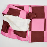 Maroon + Pink Square Print Twill Woven Canvas Fabric 30" x 112"