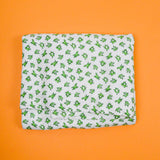 White + Green Frog Print Brushed Flannel Woven Fabric - 42" x 76"