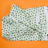 White + Green Frog Print Brushed Flannel Woven Fabric - 42" x 76"