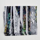 Gray + Colorful Stripe Camo-ish Print Twill Woven Fabric - 46" x 82"