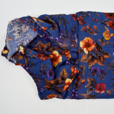 Blue, Orange + Brown Floral Print Flowy Woven Fabric - 58" x 86"