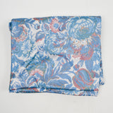 Blue, White + Pink Floral Print Synthetic Rib Knit Fabric - 62" x 64"