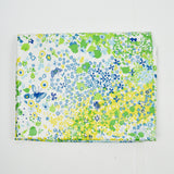 Blue, White + Green Garden Print Stain Resistant-Coated Woven Drapery Fabric - 36" x 98"