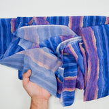 Blue, Orange + Purple Sunset Print Sheer Flowy Woven Fabric - 58" x 106"