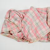Pink, Green + White Plaid Brushed Flannel Woven Fabric - 35" x 160"