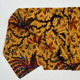 Yellow, Black + Brown Floral Print Batik Woven Fabric - 40" x 90"