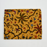 Yellow, Black + Brown Floral Print Batik Woven Fabric - 40" x 90"