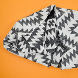 Black + White Geometric Woven Fabric (Stained) - 16" x 104"