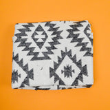 Black + White Geometric Woven Fabric (Stained) - 16" x 104"