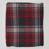 Gray, Red + White Plaid Woolly Woven Fabric - 66" x 66"